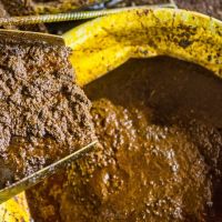 Close up view to the press liquor. This liquor is ready to be clarified.