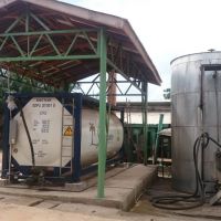 These are our two storage tanks for organic palm oil. Left tank (stainless steel) is used for storage of food grade and right tank (mild steel) for cosmetic grade oil.